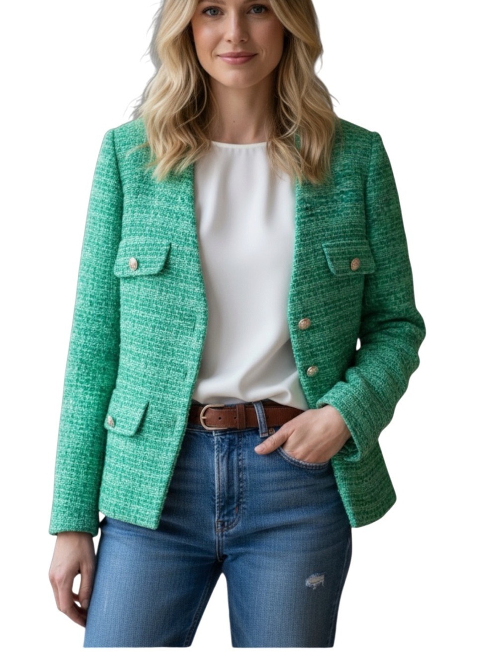 Brand New Maje Green Textured Blazer Made In France